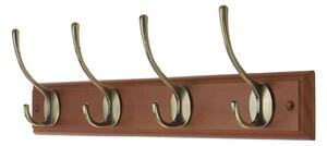 Beech Victorian Hook Rail - Antique Brass - 4 Hooks