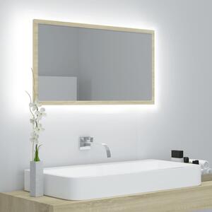 LED Bathroom Mirror Sonoma Oak 80x8.5x37 cm Engineered Wood