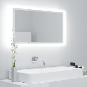 LED Bathroom Mirror High Gloss White 80x8.5x37 cm Engineered Wood