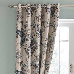 Palace Birds Jacquard Duck Egg Eyelet Curtains Blue/Brown