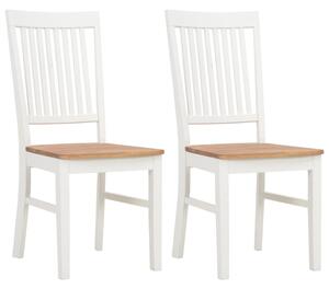 Dining Chairs 2 pcs White Solid Oak Wood