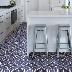 Capri Blue Self Adhesive Floor Tiles Blue/White