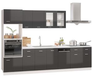 7 Piece Kitchen Cabinet Set High Gloss Grey Engineered Wood