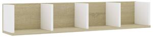 CD Wall Shelf White and Sonoma Oak 100x18x18 cm Engineered Wood