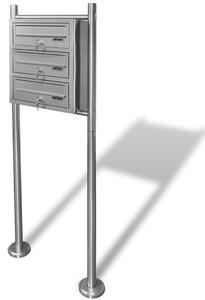 Triple Mailbox on Stand Stainless Steel