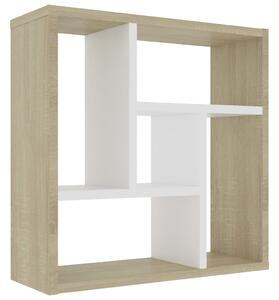 Wall Shelf White and Sonoma Oak 45.1x16x45.1 cm Engineered Wood