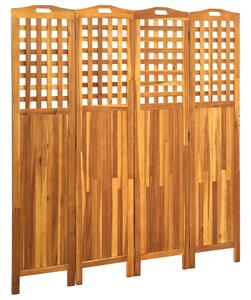 4-Panel Room Divider 161x2x170 cm Solid Acacia Wood