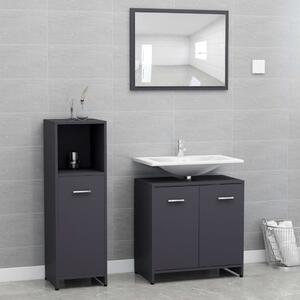 3 Piece Bathroom Furniture Set Grey Chipboard