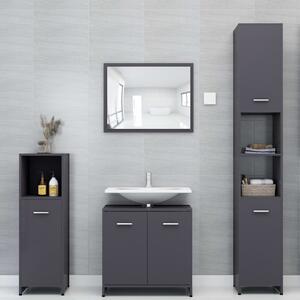 4 Piece Bathroom Furniture Set High Gloss Grey Chipboard