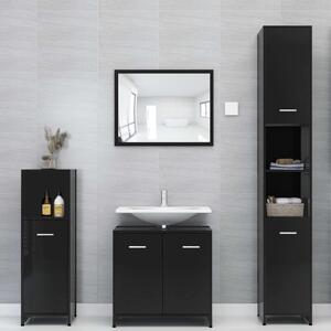 4 Piece Bathroom Furniture Set High Gloss Black Engineered Wood