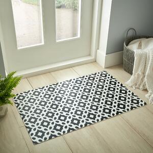 Trellis Tile Vinyl Doormat Black/White
