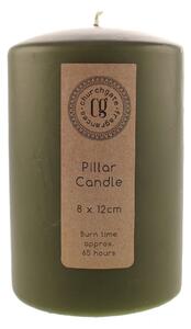Pack of 6 Olive Pillar Candles Green