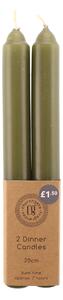 Pack of 2 Dinner Candles Olive Set of 12 Green