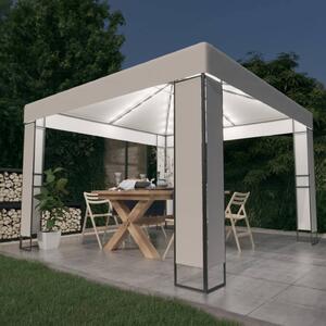 Gazebo with Double Roof&LED String Lights 3x3 m White