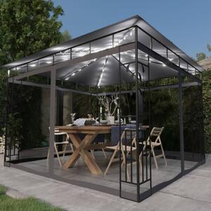 Gazebo with Mosquito Net&LED String Lights 3x3x2.73m Anthracite