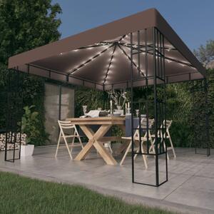 Gazebo with LED String Lights 3x3 m Taupe