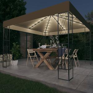 Gazebo with LED String Lights 3x3 m Taupe Fabric
