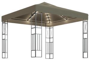 Gazebo with LED String Lights 3x3 m Taupe Fabric