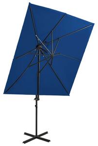 Cantilever Umbrella with Double Top Azure Blue 250x250 cm