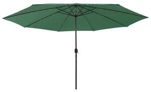 Outdoor Parasol with LED Lights and Metal Pole 400 cm Green