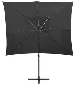 Cantilever Umbrella with Double Top Anthracite 250x250 cm