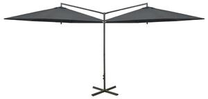 Double Parasol with Steel Pole Anthracite 600 cm