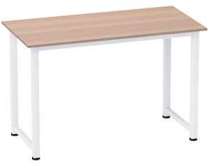 HOMCOM Adjustable Computer Desk, PC Writing Table for Home Office, Stable Workstation with Metal Frame, Oak and White Aosom UK