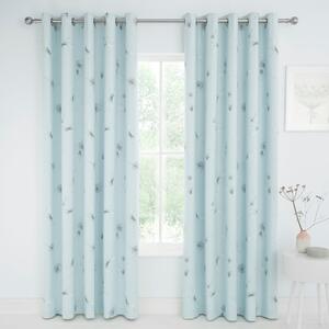 Dragonflies Duck Egg Blackout Eyelet Curtains Blue and White