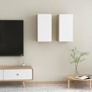 TV Cabinets 2 pcs White and Sonoma Oak 30.5x30x60 cm Chipboard