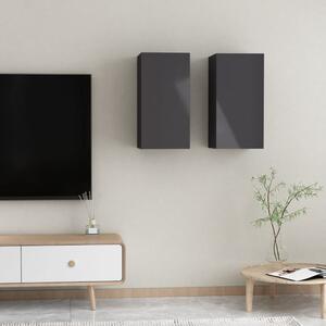 TV Cabinets 2 pcs High Gloss Grey 30.5x30x60 cm Chipboard