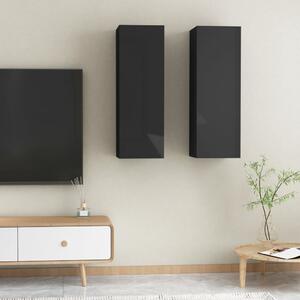 TV Cabinets 2 pcs High Gloss Black 30.5x30x90 cm Chipboard