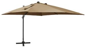 Cantilever Umbrella with Pole and LED Lights Taupe 300 cm