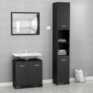 3 Piece Bathroom Furniture Set Black Chipboard