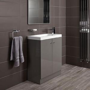 Bathstore Alpine Duo 660mm Basin and Floorstanding Vanity Unit - Gloss Grey