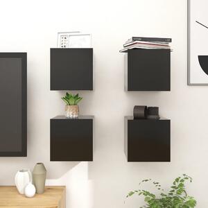 Wall Mounted TV Cabinets 4 pcs Black 30.5x30x30 cm
