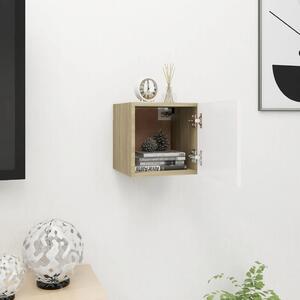 Wall Mounted TV Cabinet White and Sonoma Oak 30.5x30x30 cm