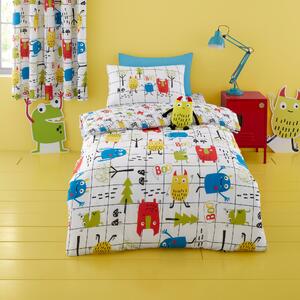 Cosatto Monster Mob 100% Cotton Duvet Cover and Pillowcase Set White