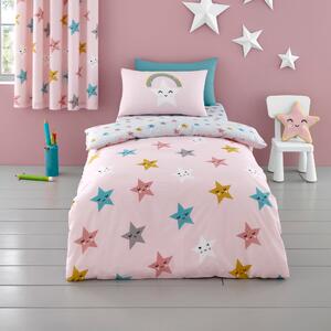 Cosatto Happy Stars 100% Cotton Duvet Cover and Pillowcase Set Pink, Blue and White