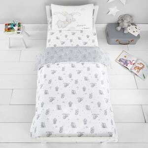 Dumbo 100% Cotton Cot Bed / Toddler Duvet and Pillowcase Set Grey, Black and White