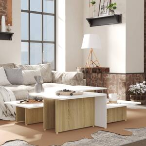 Coffee Tables 2 pcs Sonoma Oak and White 111.5x50x33 cm Engineered Wood