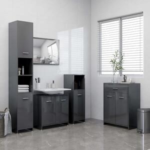 4 Piece Bathroom Furniture Set High Gloss Grey