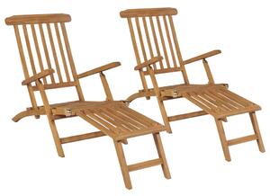 Deck Chairs with Footrests 2 pcs Solid Teak Wood