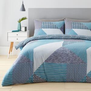 Catherine Lansfield Larsson Geo Teal Duvet Cover and Pillowcase Set blue