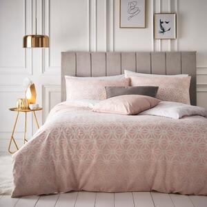 Furn. Tessellate Geometric Blush Reversible Duvet Cover and Pillowcase Set Blush (Pink)