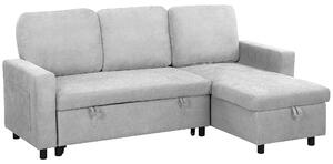 HOMCOM Pull Out Sofa Bed with Storage, 4 Seater Sofa Bed with Reversible Chaise and Side Pockets, Scratch Anti, Light Grey Aosom UK