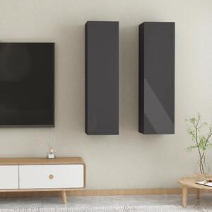 TV Cabinets 2 pcs High Gloss Grey 30.5x30x110 cm Chipboard