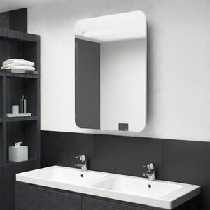 LED Bathroom Mirror Cabinet White and Oak 60x11x80 cm