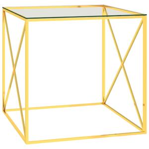 Coffee Table Gold 55x55x55 cm Stainless Steel and Glass