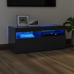 TV Cabinet with LED Lights Grey 90x35x40 cm