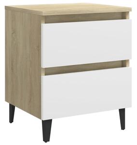 Bed Cabinet White and Sonoma Oak 40x35x50 cm Engineered Wood